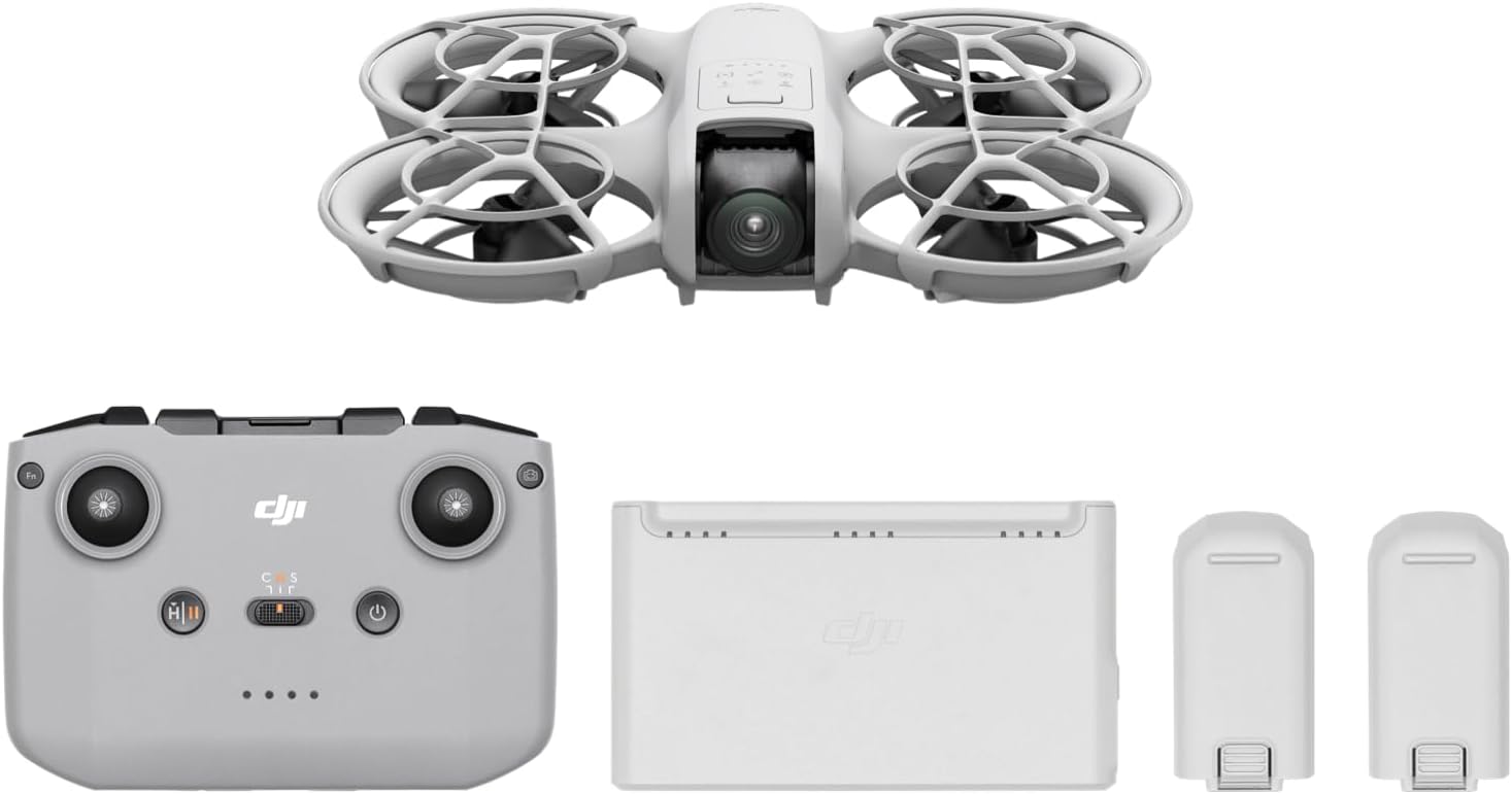 DJI Neo Fly More Combo, Mini Drone with 4K UHD Camera for Adults, 135g Self Flying Drone that Follows You, Palm Takeoff, Subject Tracking, QuickShots, Stabilized Video, with RC-N3 and 3 Batteries
