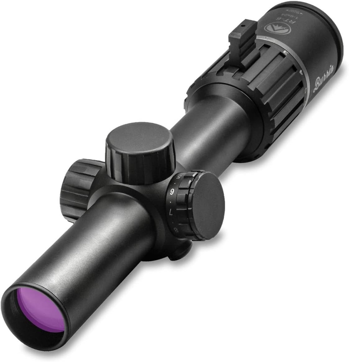 Burris Optics LPVO RT-6 1-6x24mm Tactical Riflescope with Illuminated Ballistic Reticle, True 1x Magnification, Integrated Throw Lever, 30mm Tube, Rear Focal Plane, Matte Black