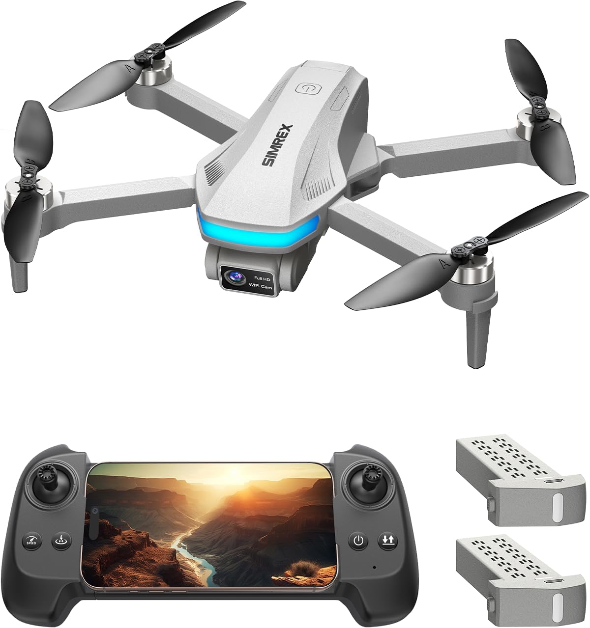 SIMREX GPS Drone with Camera for Adults 4K, Brushless Motor Drones for Beginners ,5G WiFi FPV Foldable, Auto Return , Optical Flow & Altitude Hold,Gesture Control,Follow Me, Waypoint Flight, Toys Gifts for Teen Boys (Gray)