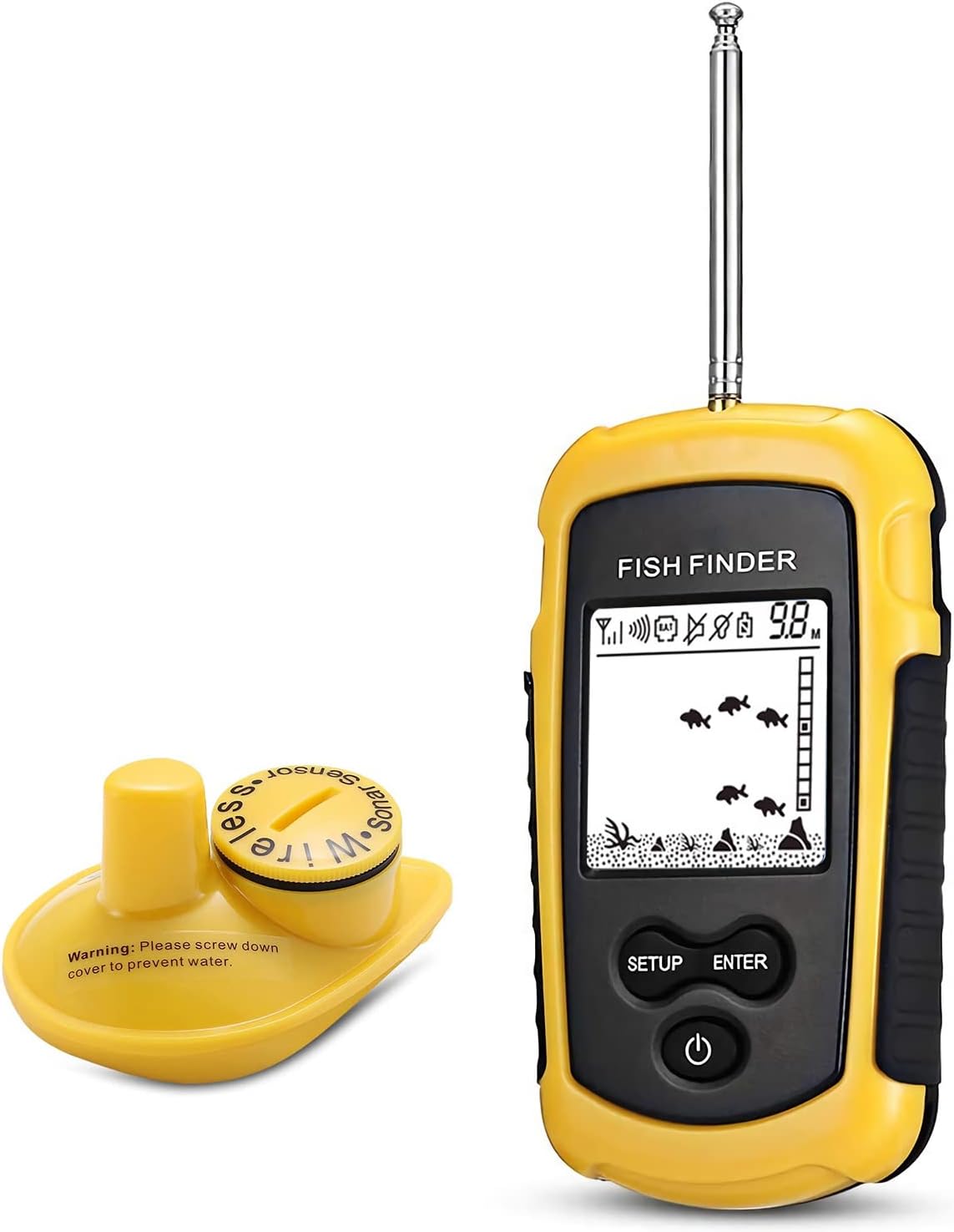 Atibin Castable Shore Fish Finder Kayaks Wireless Portable Depth Finder Sensor Handheld Canoe Fish Sonar Finder Detector Boat Lake Sea
