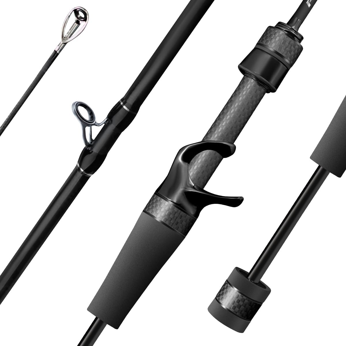 SEASIR Riveria Ultralight Fishing Rod, BFS Spinning Baitcasting Rod, 40T Carbon Fiber Baitcaster Rod, 10 Piece Casting Rod for Freshwater Bass Trout, Fuji O Ring Guide, EVA Handle, Fast, Black