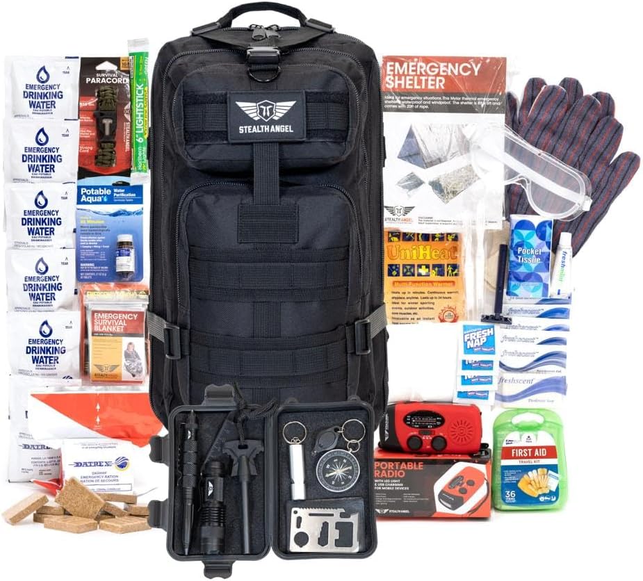 Stealth Angel Survival – 72 Hour Family Emergency Kit – 1-5 Person Survival Bag for Earthquakes, Hurricanes, and Other Natural Disasters