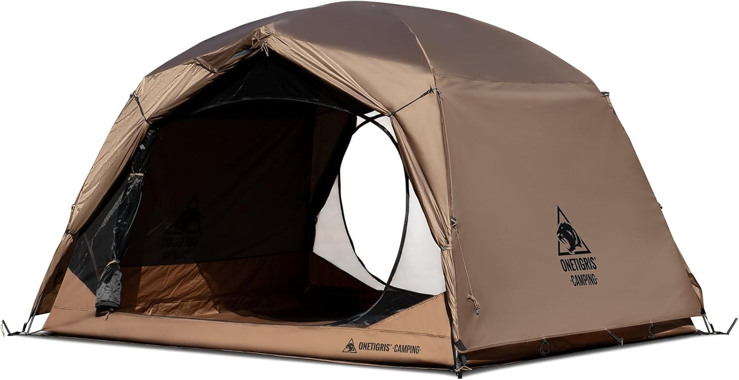 OneTigris JOVIAN 4 Person Camping Tent 3 Season Family Shelter Easy Setup Outdoor Backpacking with 2000mm Outer Rainfly, 5000mm Bottom & Waterproof Floor Mat