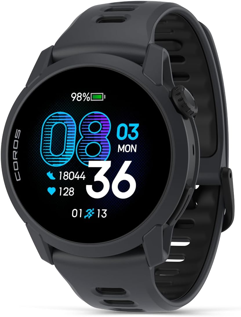 COROS PACE 4 Ultralight Sport GPS Watch, 1.2″ AMOLED Touchscreen,19 Days of Daily use, Voice Features, Advanced Training Tools, Accurate GPS, Heart Rate Monitor, Run (Black Silicone)