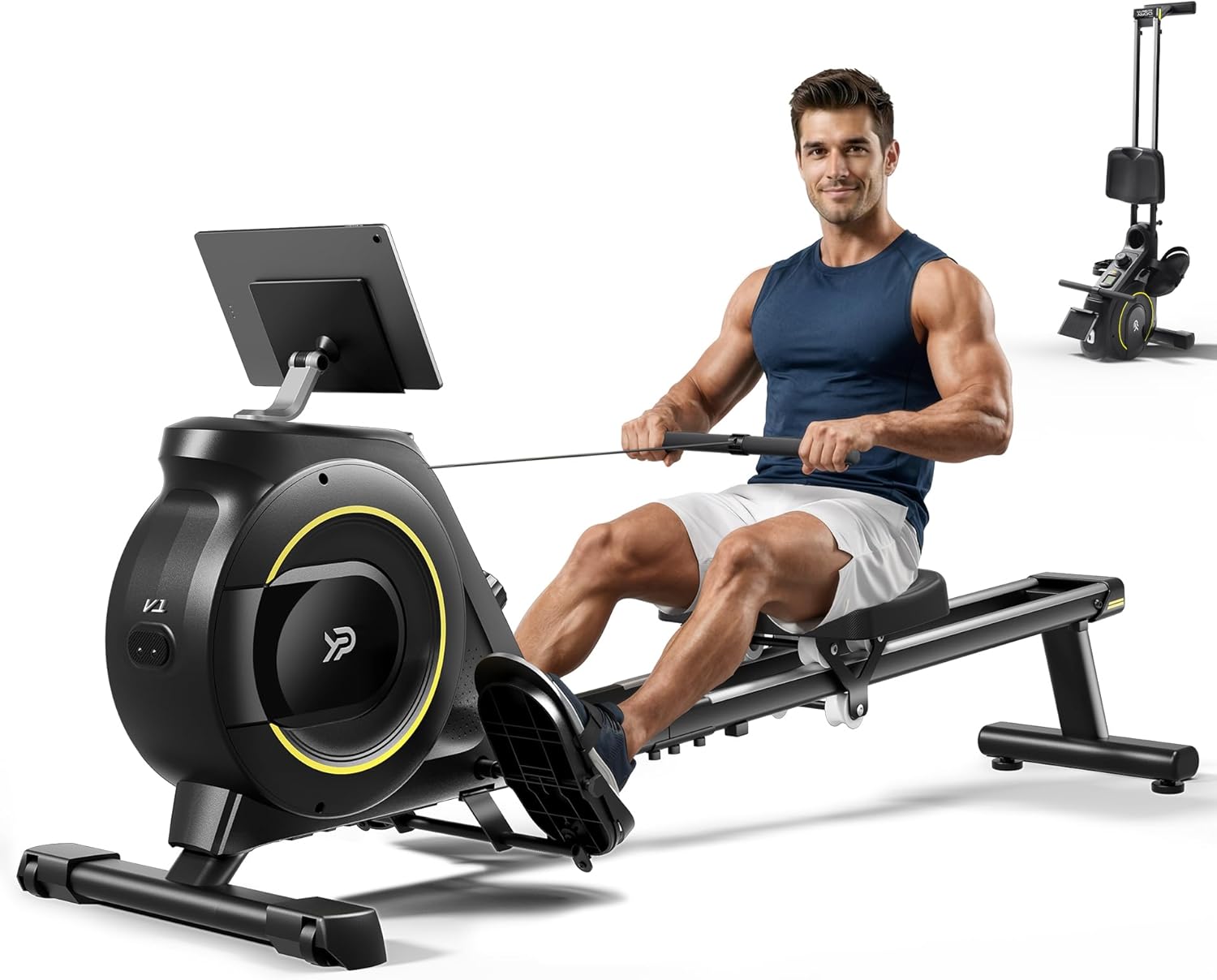 Rowing Machine for Home, 350 LB Capacity, 16-Level Silent Resistance, Magnetic Rowing Machines for Home Foldable, Full-Body Workout Compact Rowing Machine for Cardio & Strength with APP Support