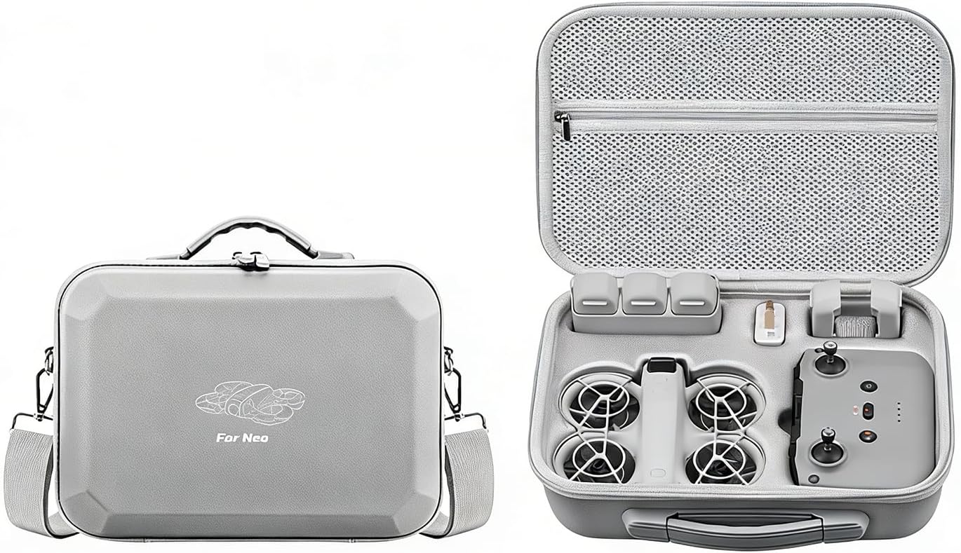 Carrying Case for DJI Neo, Portable Shoulder Bag Trave case for DJI Neo Drone, Fly More Combo, RC N3/N2 Remote Controller, battery,charger plug and Accessories (PU Leather Case Only)