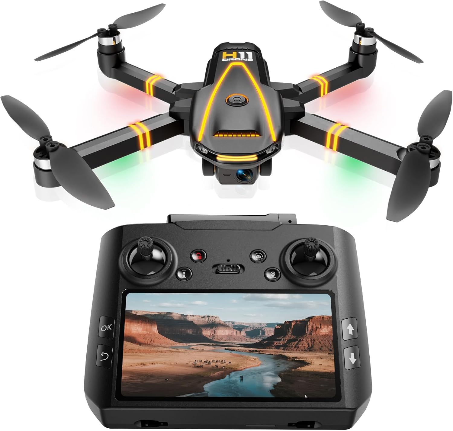 GPS Drone with EIS 4K Camera for Adults Kids, RC Drones with 4.5 inch HD Screen on Controller,Auto Return,2 Batteries for 45 min Flight Time,Long Range Transmission,Circle Fly and Follow Me Mode,Foldable Quadcopter for Beginner Kids Gifts Toy,Under 249g