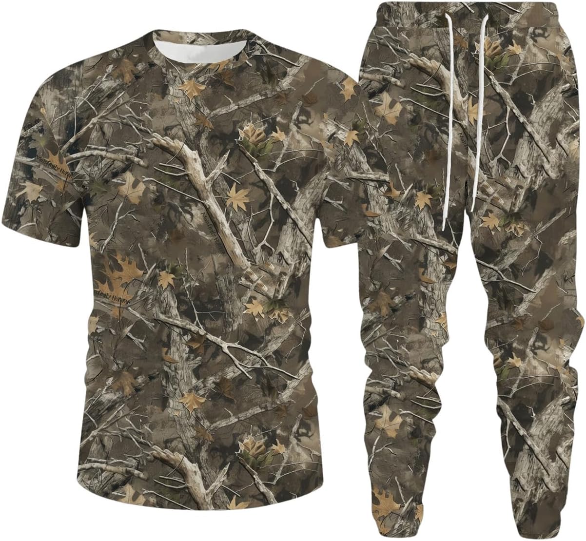 SOLY HUX Men’s Camo Print Outfits Short Sleeve T Shirt and Jogger Pants Outdoor 2 Piece Set