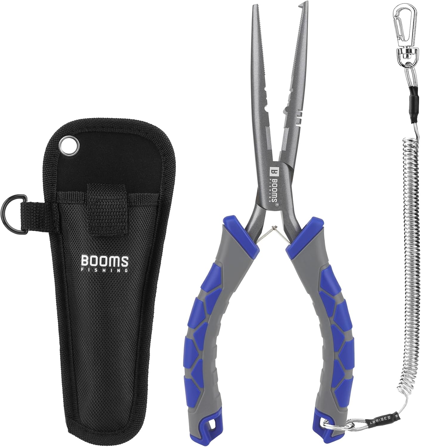 Booms Fishing Needle Nose Pliers: 9″ Long Nose Hook Remover and Split Ring Fish Pliers with Lanyard and Sheath – XW10 Multi-Function Saltwater Fishing Gear