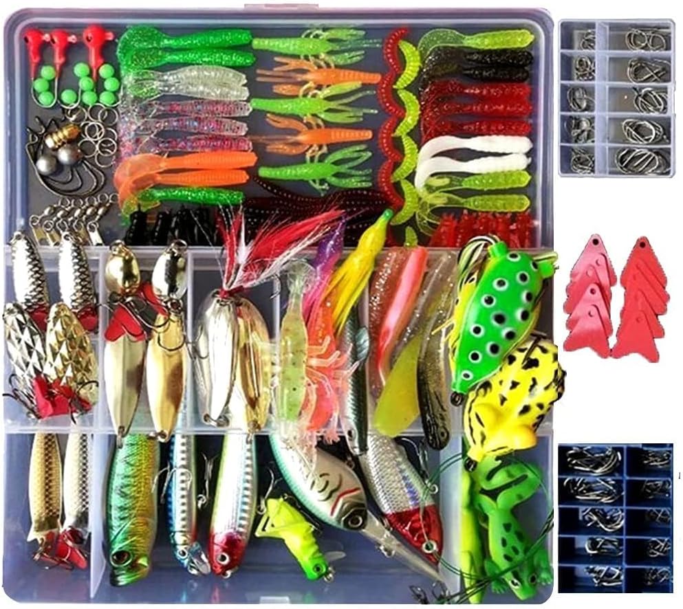 275 Pcs Fishing Lure Tackle Box Kit for Fresh and Saltwater Set
