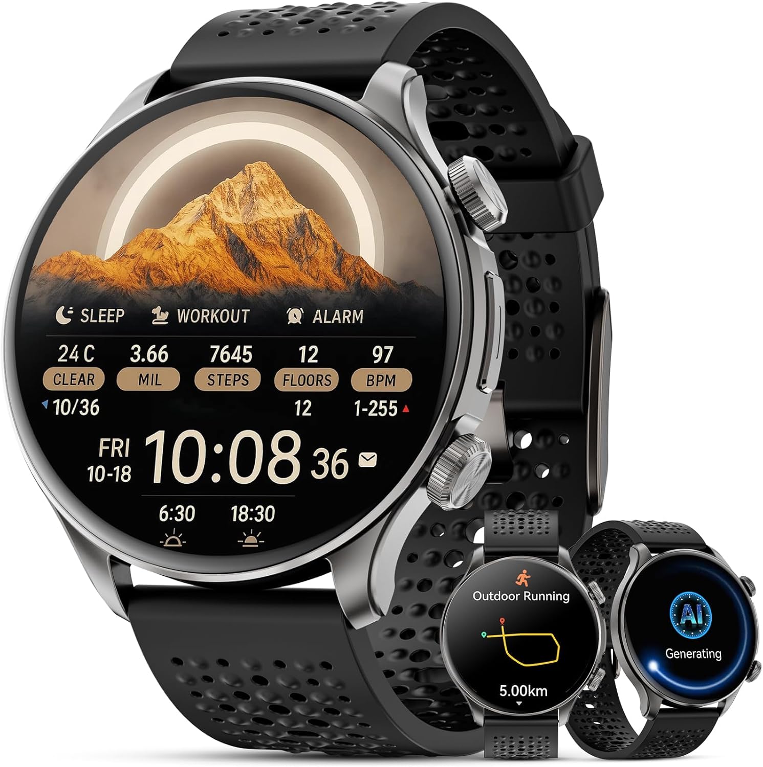 GPS Smart Watches for Men (Answer/Make Call), 1.60″ AMOLED Display Smartwatch, 170+ Sports Modes Fitness Tracker Watch with Compass Pedometer, 5ATM Waterproof Mens Smart Watch for Android iPhone
