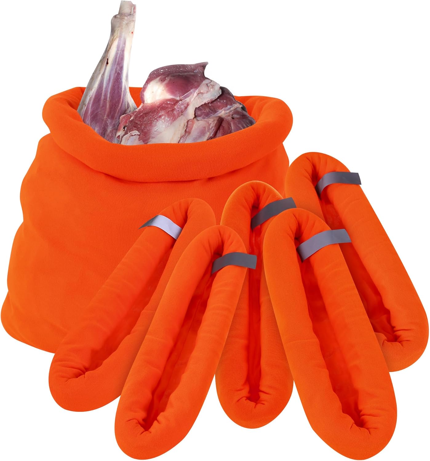 Stretchable Elk Game Bags, Orange 48inch/60inch 5-Pack Rolled Heavy Duty Quarter Deer Meat Bags, Lightweight Reusable Hunting Accessories for Big Game Animals (Antelope, Sheep, Moose, Caribou)
