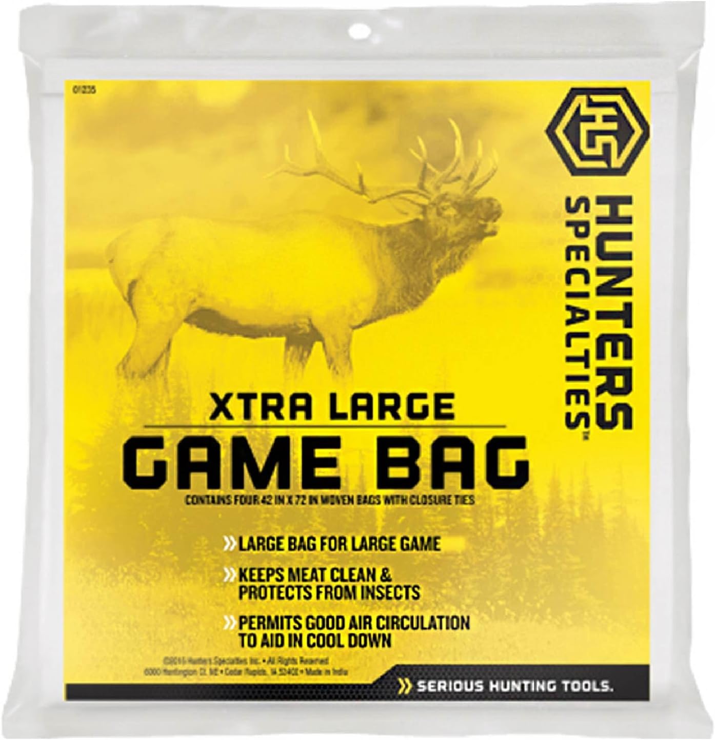 Hunters Specialties Game Bag | XL Deluxe Size Reusable Washable Heavy-Duty Canvas Field Dressing Game Bags, 42″ X 72″