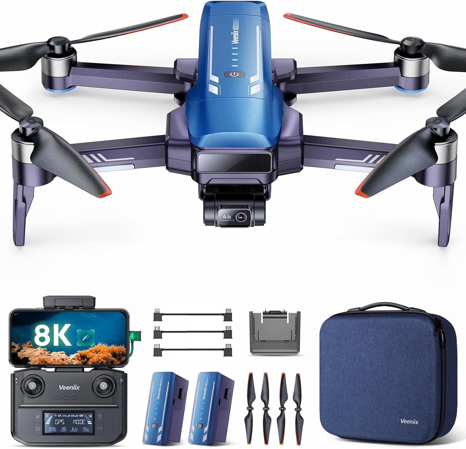 V11PRO Drone with 8K Camera for Adults, 3-Axis Gimbal Drones with 4K/30fps Video, 48 Million Pixels, 80min Flight Time with 2 Batteries, 6KM Video Transmission Quadcopter, Professional Drone