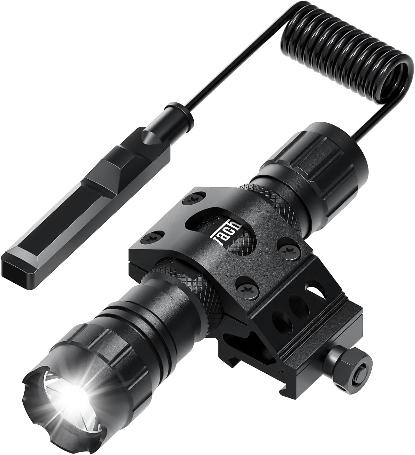 Feyachi Tactical Flashlight 1200 Lumens 11000Candela Rifle Light with Mlock Offset Mount & Pressure Switch 200m Beam 4H Runtime IP65 Waterproof & Shockproof AR Flashlight