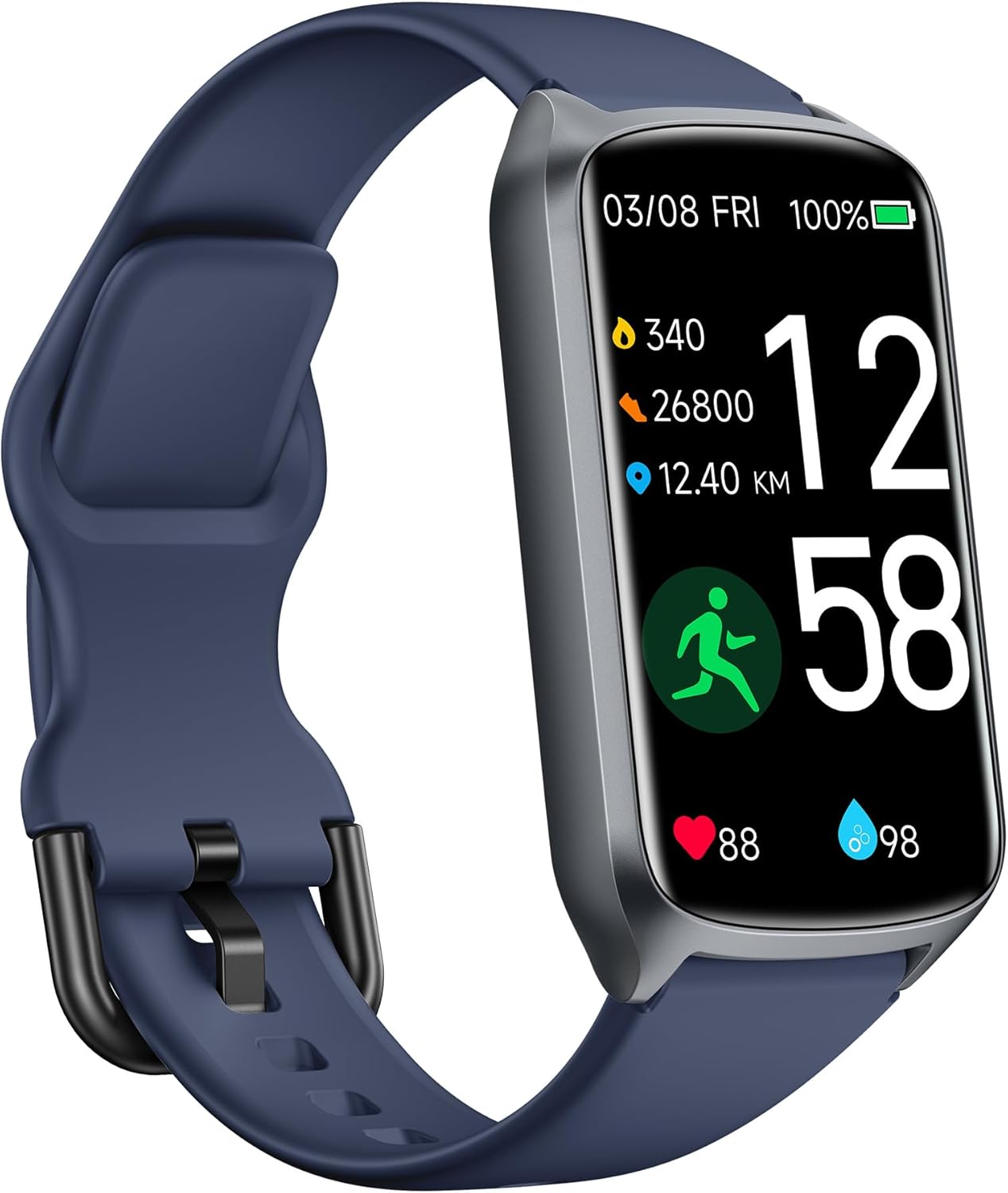 Amzhero Health Fitness Tracker with 24/7 Heart Rate, Blood Oxygen, Blood Pressure, Sleep Tracker, 5ATM Waterproof Activity Trackers with Step Tracker, Pedometer (S & L Bands Included)