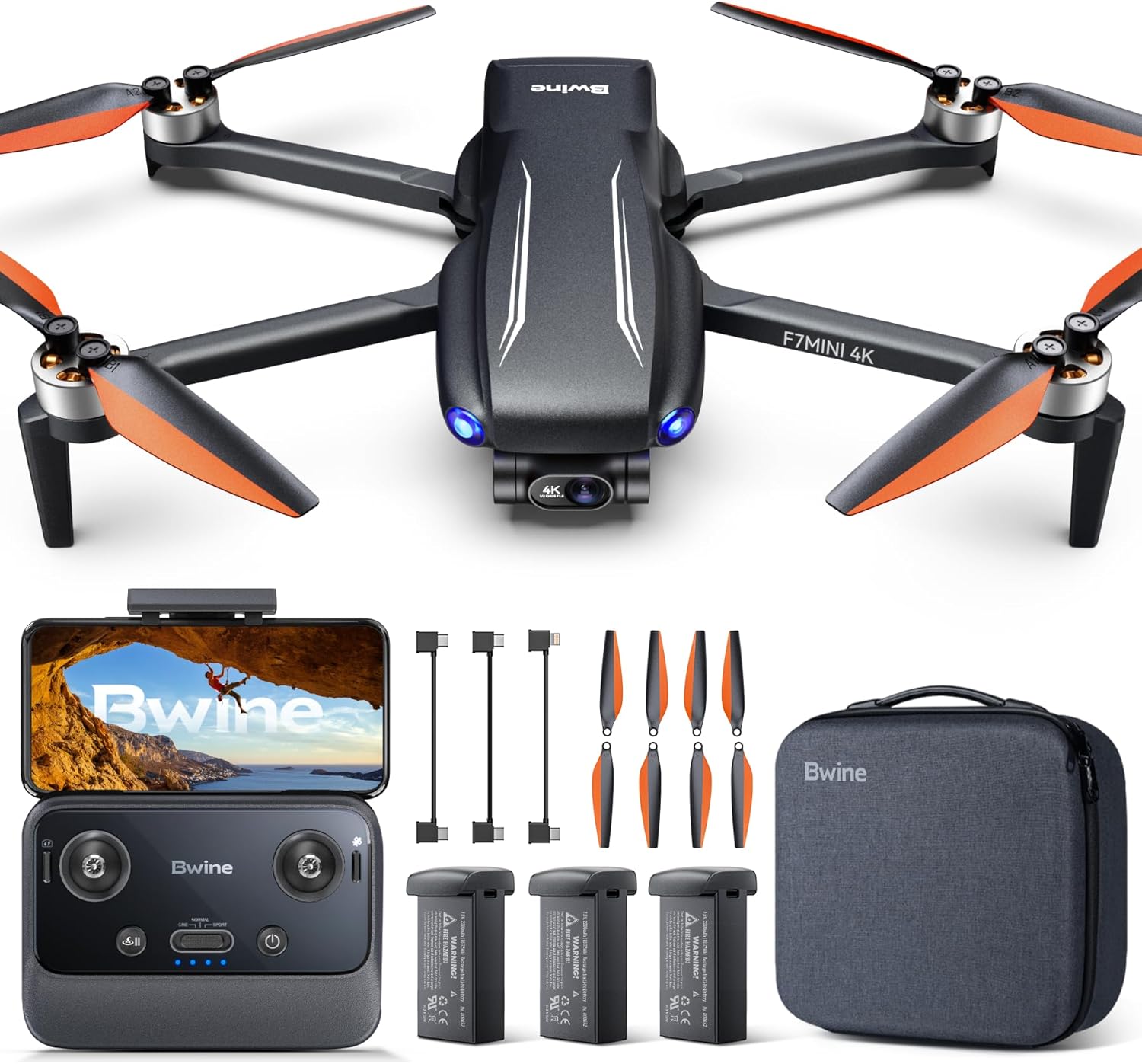 Bwine F7MINI 4K Video 8K Photo Drones with Camera for Adults, 3-Axis Gimbal EIS, 96Mins, 249g FAA-exempt, Over 6KM Transmission, AI GPS Smart Return, Follow, Waypoint, Orbit Fly, Better for Beginner