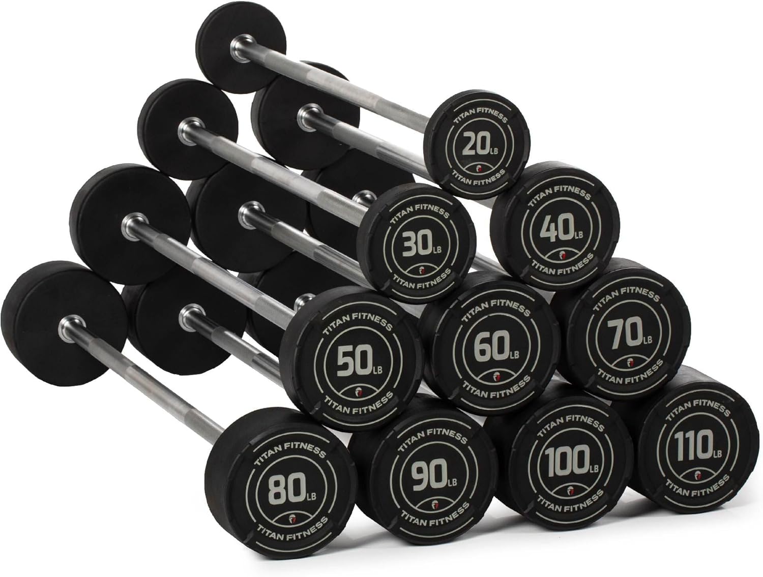 Rubber Curl Fixed Barbells, Pre-Loaded Weight Bar for Strength Training & Weightlifting