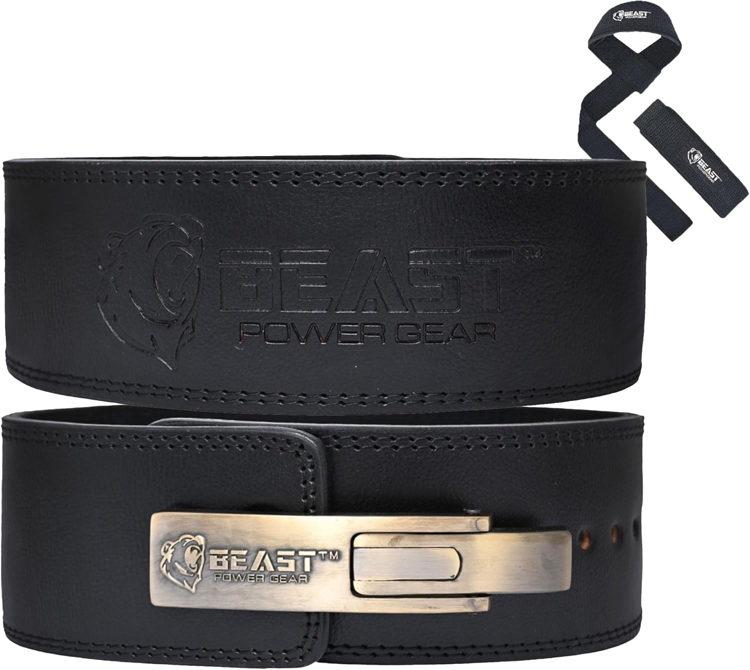 Beast Power Gear Weight Lifting 10MM 13MM Leather Lever Belt Powerlifting – Free Strap Lower Back Support for Weightlifting, Deadlifts, Squats, Power Belt – Men & Women