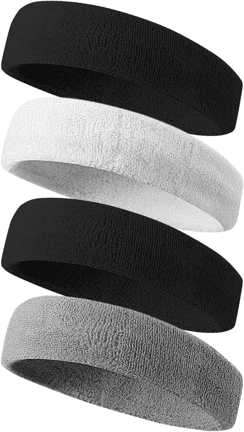 Tanluhu Sweatbands Sport Headbands for Men & Women,Terry Cloth Sweat Band for Tennis, Running, Basketball, Working Out, Exercise- Athletic Sweat Cotton Headband Outdoor