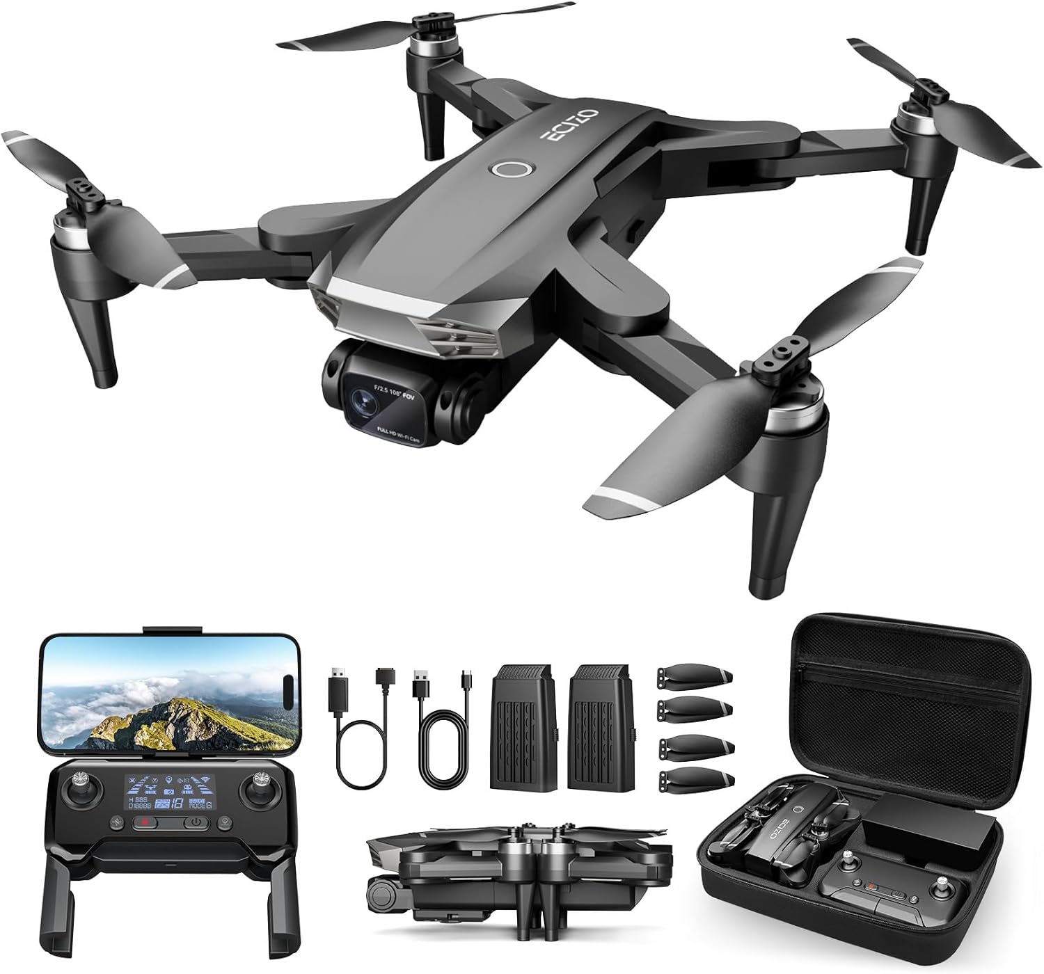 GPS Drone with Camera for Adults 4K, Auto Return Home, Brushless Motor, Follow Me, 5G FPV Transmission, Smart RC Quadcopter Drones for Beginners Kids, Long Flight and Distance, Under 250G
