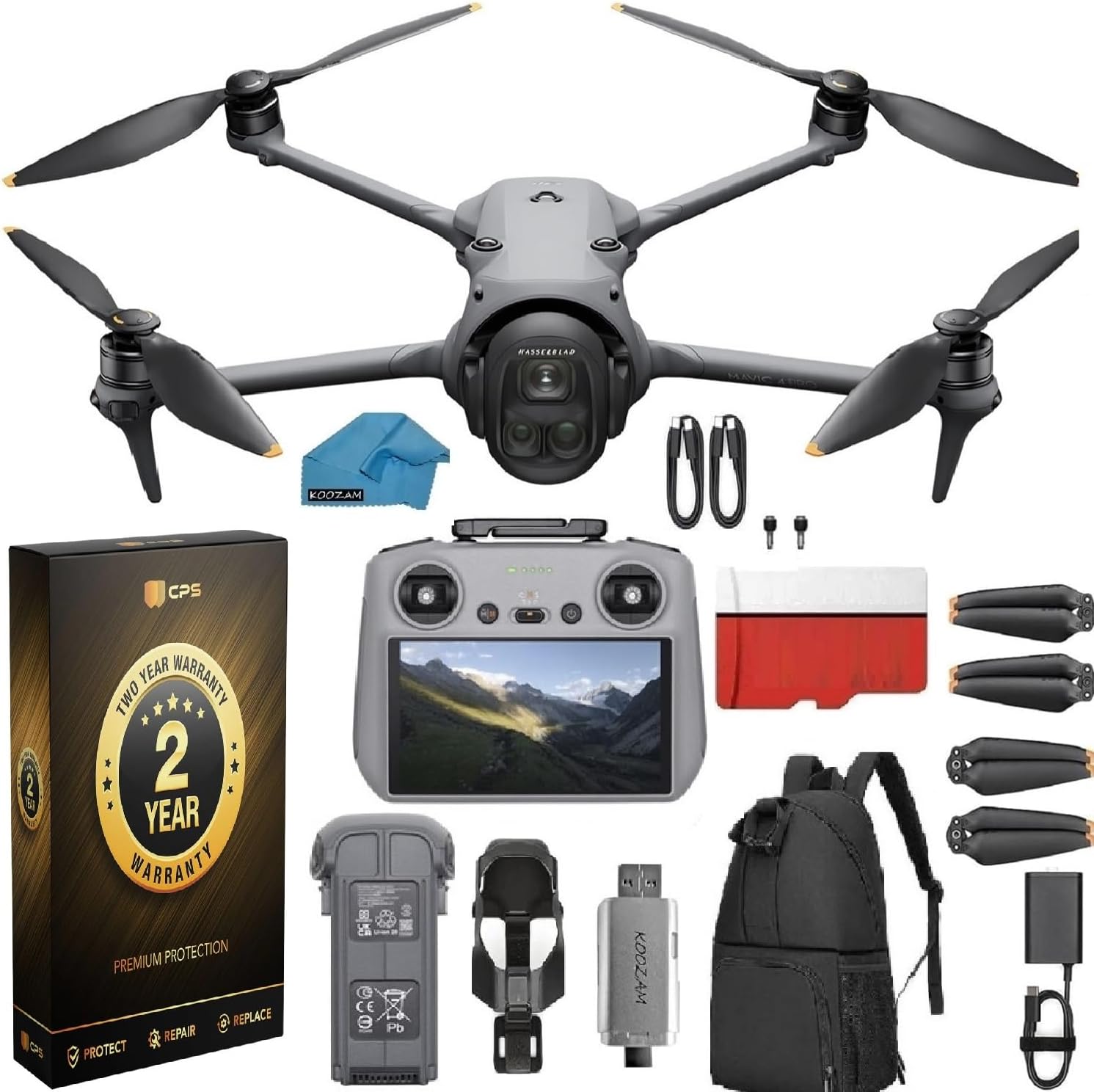 DJI Mavic 4 PRO Drone 6K60 HDR, 100MP, 51-Min Max Flight Time, 18.6-Mile Range, ActiveTrack 360 Subject/Vehicle Tracking, Omnidirectional Avoidance Bundle with 128GB Memory, Backpack Landing pad with 2 Year Extended Warranty