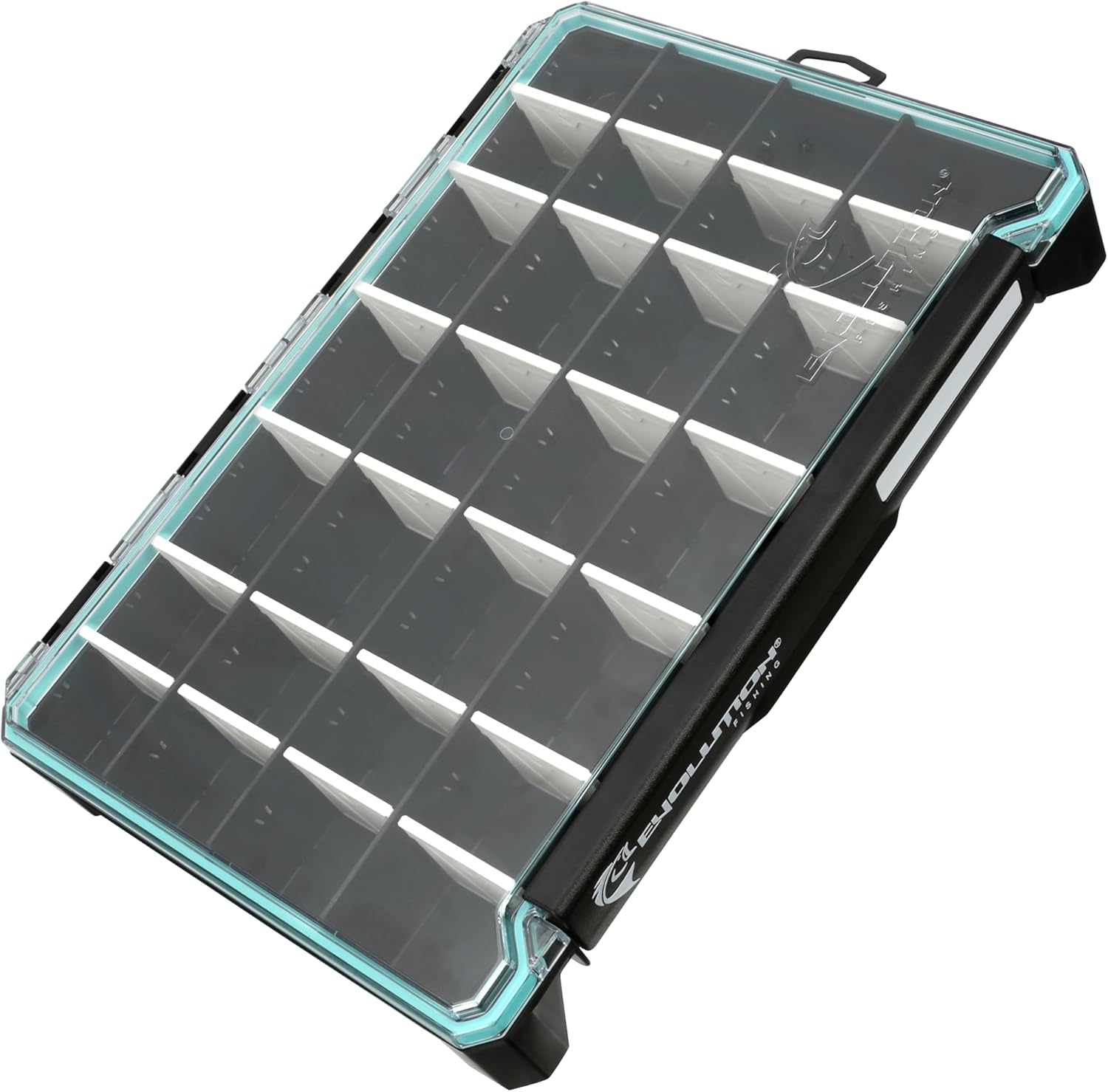 Evolution Fishing BallistiX 3.7 Tackle Tray – Waterproof, Anti-Corrosion, Single Latch, Clear Polycarbonate Lid, Lure Box, Tackle Storage Box, Removable Dividers
