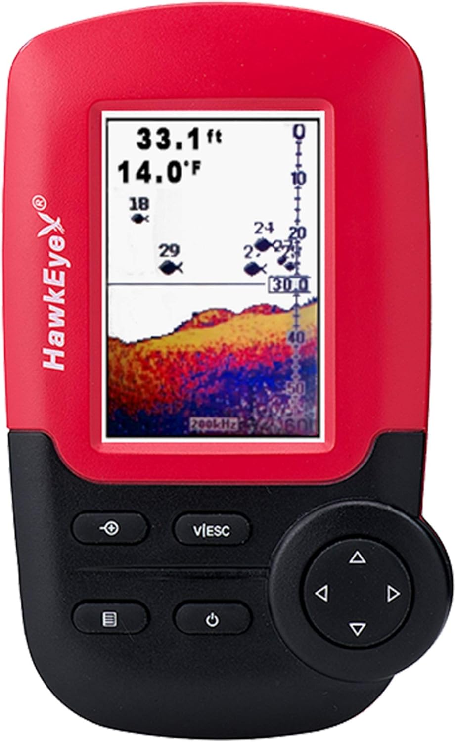 HawkEye Fishtrax 1C Fish Finder with HD Color Virtuview Display, Black/Red, 2″ H x 1.6″ W Screen Size