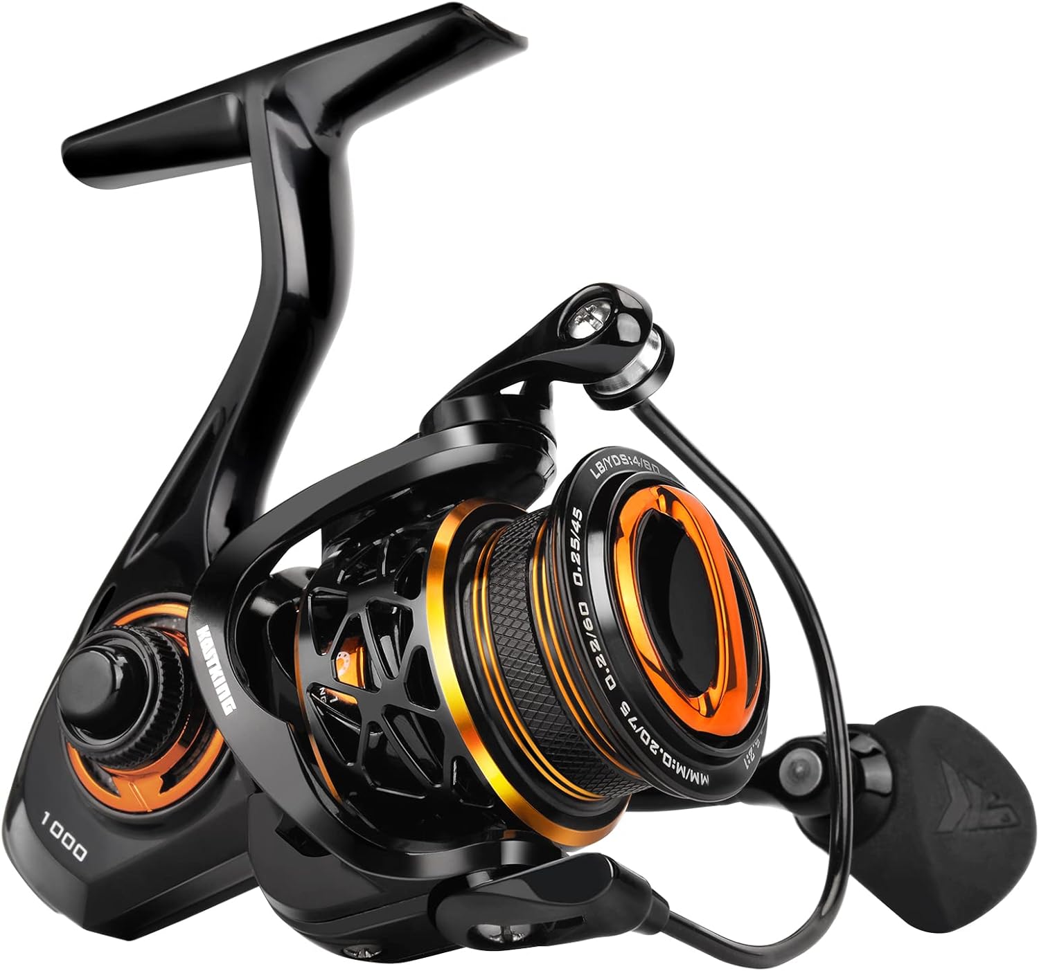KastKing Zephyr Spinning Reels – 7+1/6+1 BB – Carbon Fiber Drag – Stainless Steel Shaft – Aluminum & CNC Spool – Black/Green/Orange – Sizes 500/1000 SFS – ICE Fishing Ready Reels!