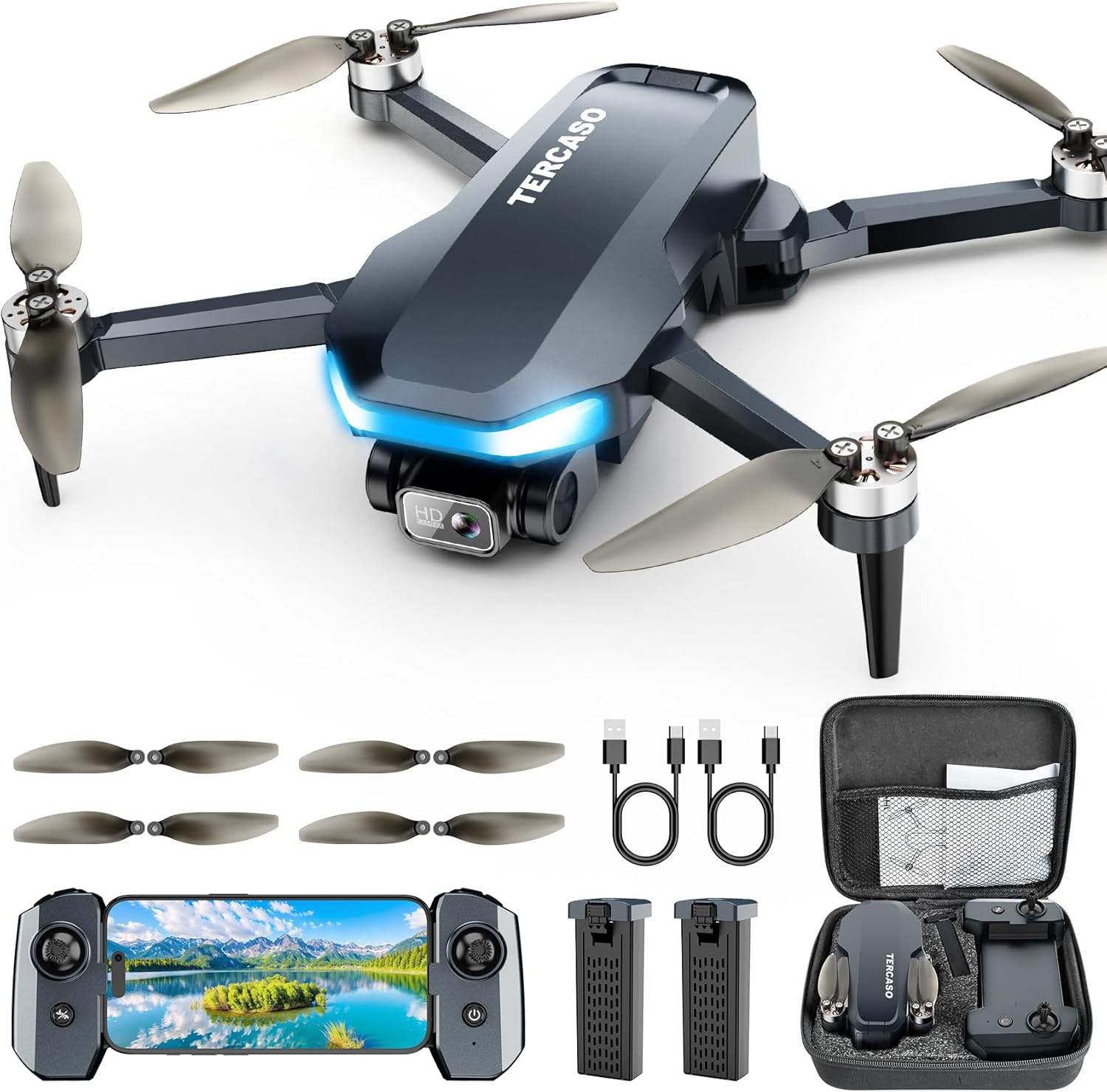 GPS Drone with Camera for Adults – 2K HD Camera FPV Live Video, GPS Drone with Auto Return, Brushless Motor, Foldable Quadcopter, Follow Me, Headless Mode Remote Control for Kids Toys Gifts or Beginners