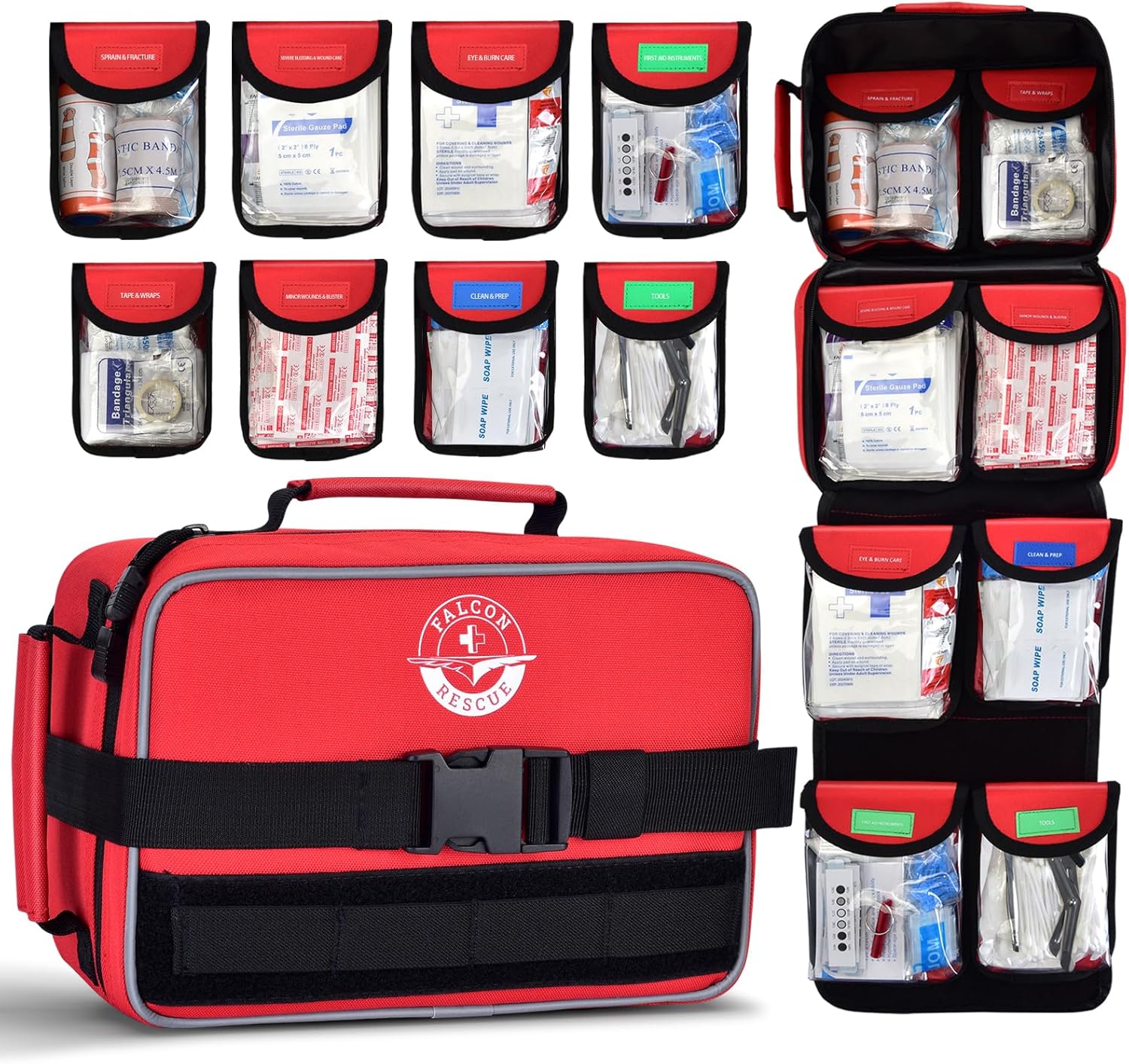 418-Piece First Aid Kit for Home, Travel, Camping, Hiking & Outdoor Emergencies, Tear-Resistant Survival Kits for Business, Vehicle & School, Multi-Use Emergency Medical Supplies