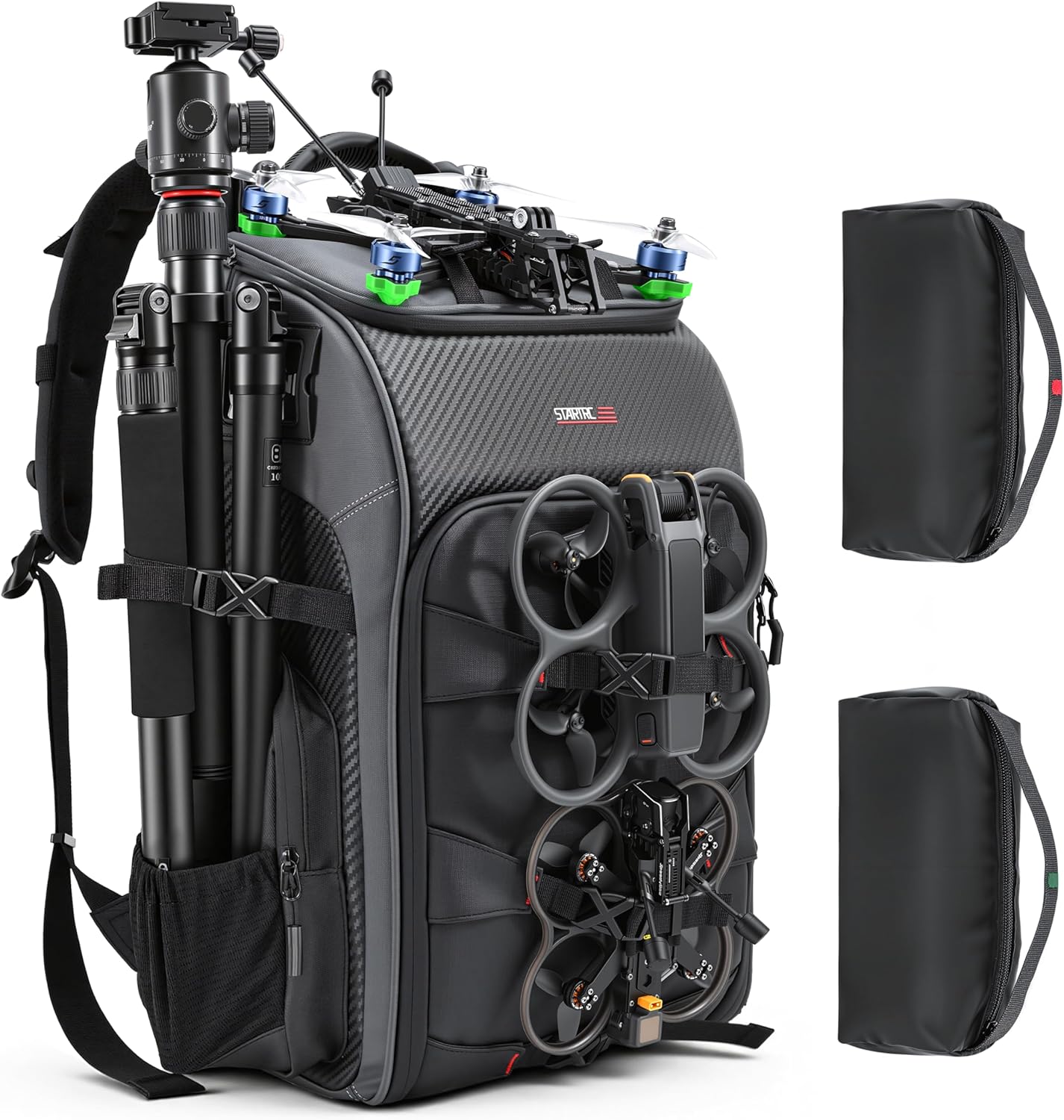 FPV Drone Backpack -40L Ultimate All-in-One Professional Travel Camera Case for FPV Racing Quadcopter/DJI Drone/Tripod/15.6″ Laptop Combo with Waterproof Rain Cover & 2 Battery Tool Kit Bags