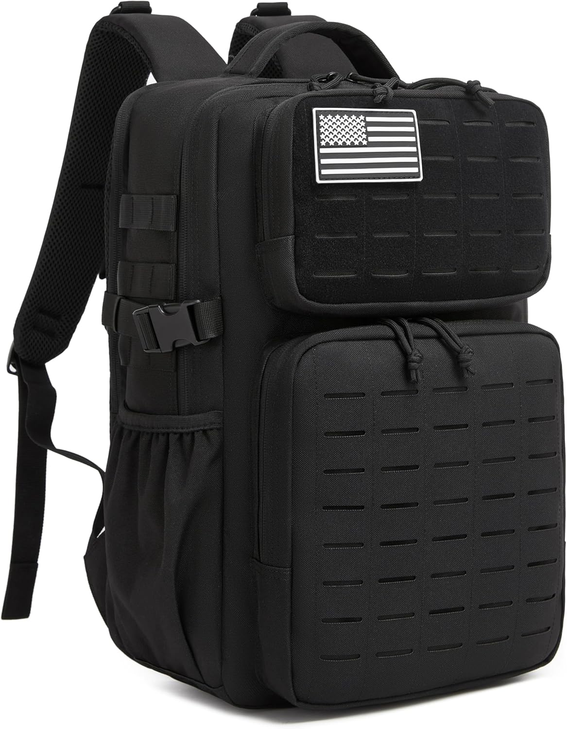 Wotony Military Tactical Backpack for Men Waterproof Daypack 3 Day Assault Pack Laser-Cut MOLLE Webbing Design with Water Bottle Holder Black Small Tactical Assault Bag