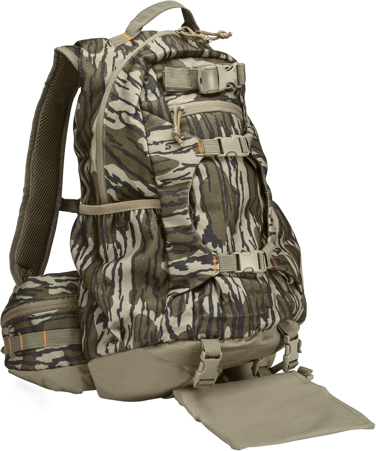 North Mountain Gear Camouflage Hunting Backpack Waterproof Bow and Rifle Compatible Hunting Bag (Mossy Oak Bottomland)