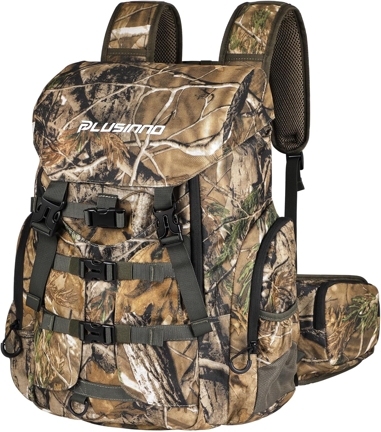PLUSINNO Hunting Backpack for Hunting Essentials, 45L Waterproof Hunting Gear with Rain Cover, & Padded Scabbard Carry System For Deer Hunt Accessories, Hunt Gift For Men
