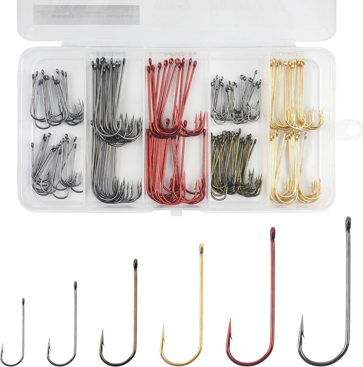 Aberdeen Crappie Fishing Hook Set,150pcs Crappie Hooks Long Shank Jig Fishing Hooks Offset Light Wire Fishing Hooks High Carbon Steel Freshwater Bass Catfish Trout