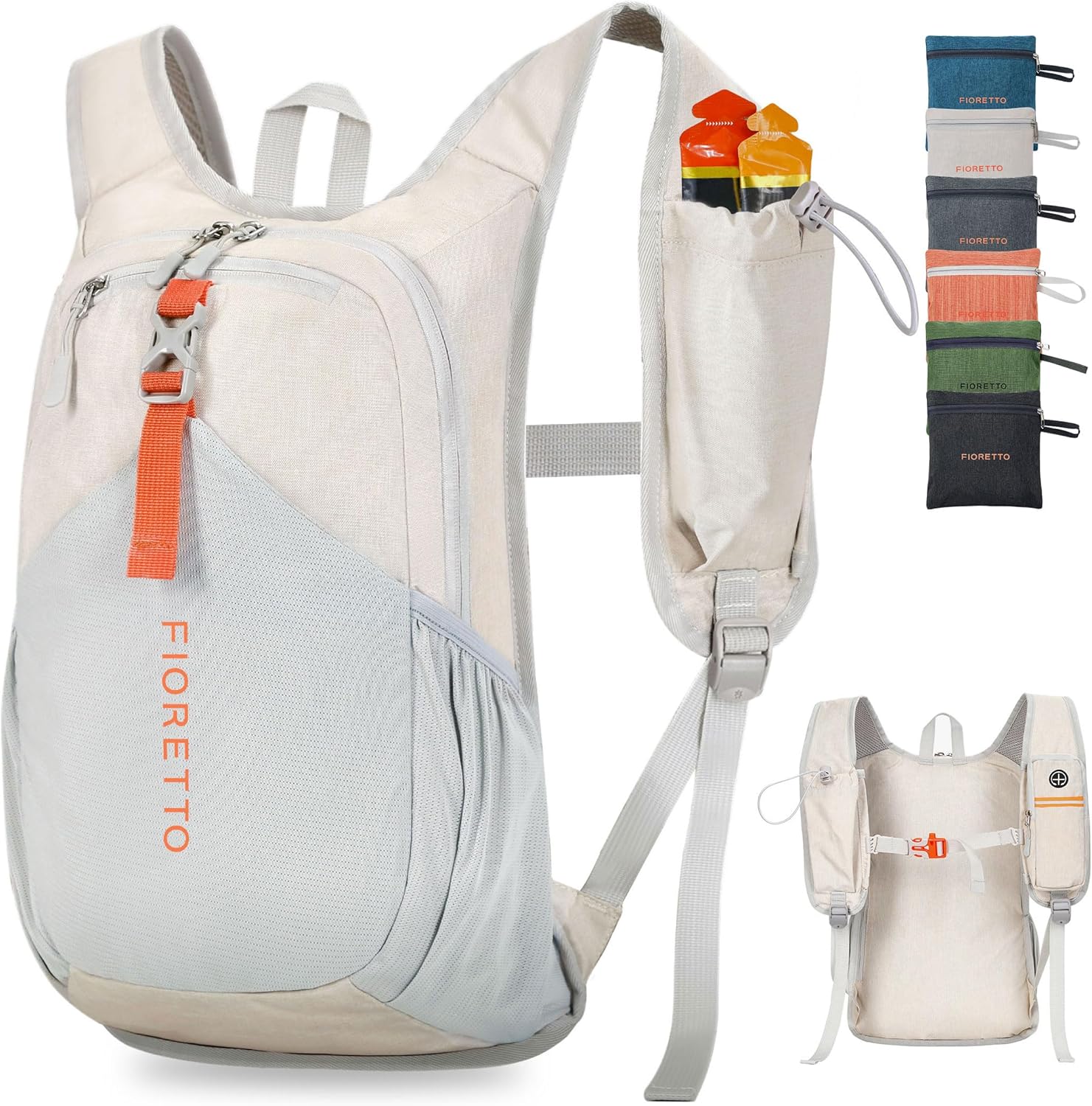 FIORETTO 15L Hiking Backpack for Women Men Mini Packable Backpack Lightweight Small Daypack for Camping Travel Outdoor, Beige