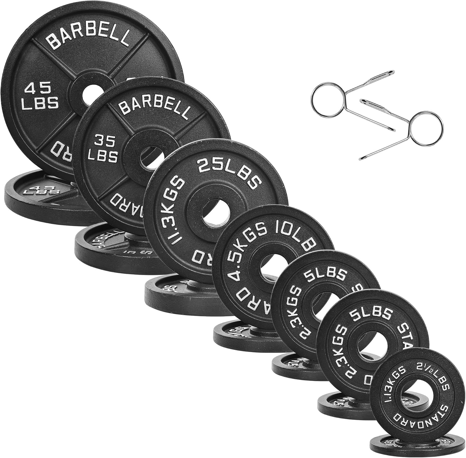 Fitvids 2 Inch Olympic Barbell Weight Plates Set, 255 LB(2.5-45 LB) Barbell Weight Set for Home Gym Strength Training