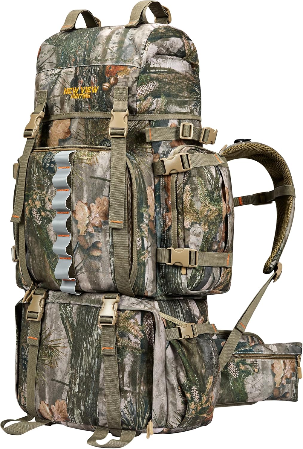 NEW VIEW Hunting Backpack for Men 80L, Camo Bag for Deer, Elk, Waterproof Daypack with Rain Cover & Frame