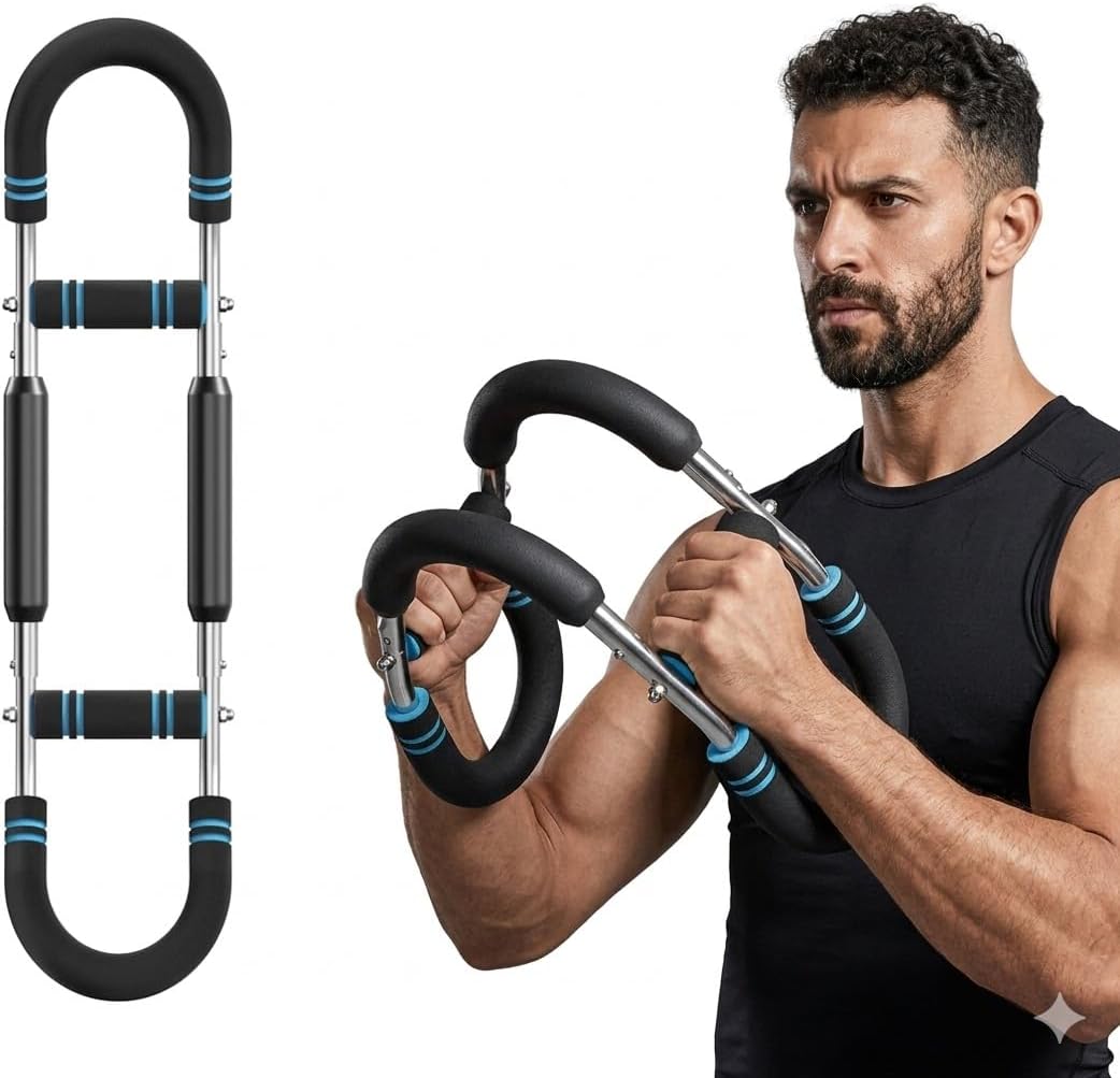 Twister Arm Trainer – Adjustable Chest and Arm Exercise Bar, Home Gym Fitness Equipment, Strong Spring Workout Trainer with Anti-Slip Handles for Body Strength Training (Men & Women)