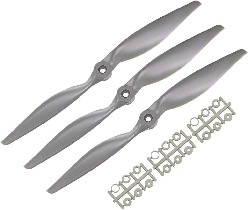 uxcell RC Propellers CW 11×7 Inch 2-Vane for Airplane Nylon Gray 3Pcs with Adapter Rings
