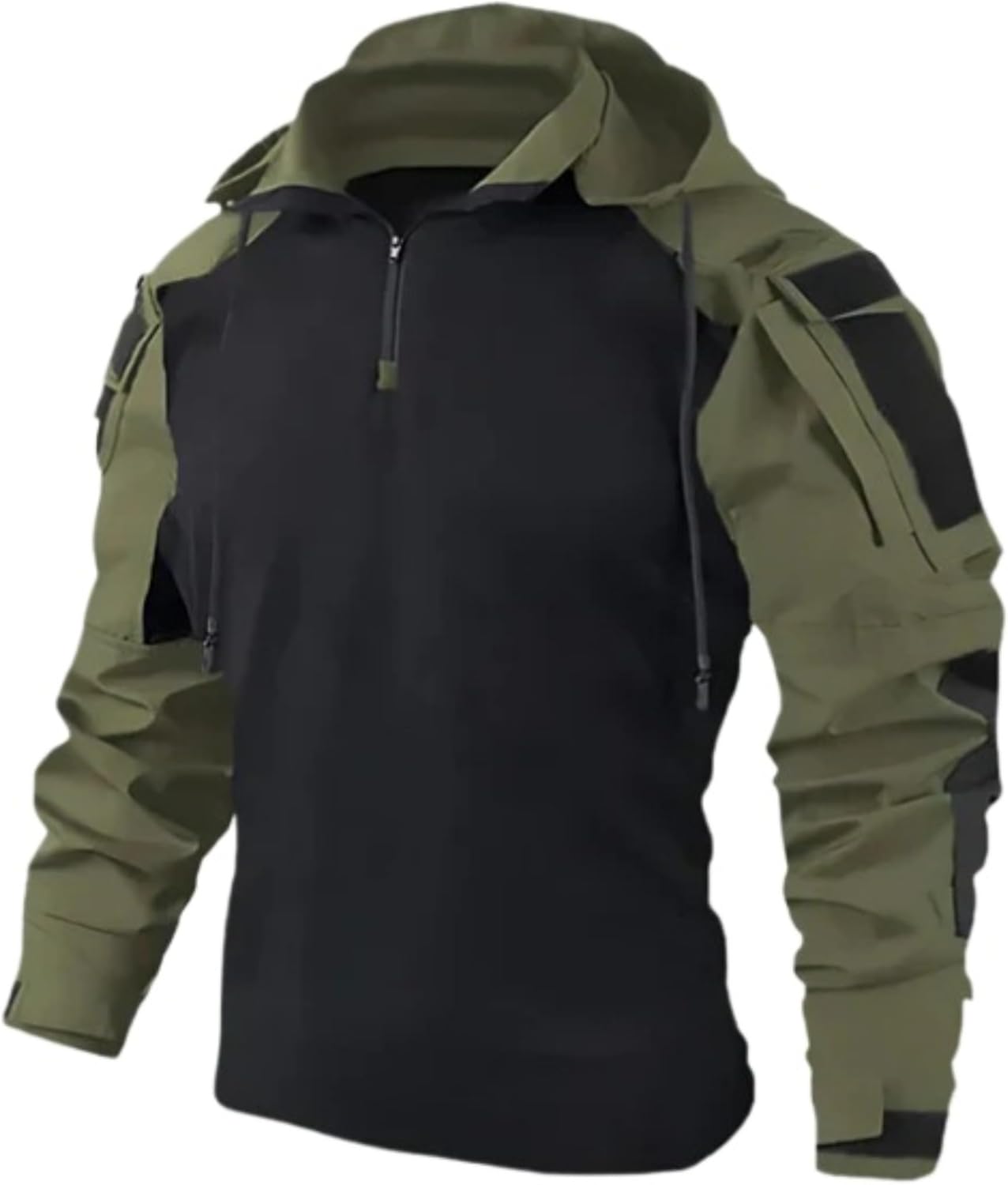 DGHM-JLMY Men’s Military Camouflage Hooded Tactical Combat Camo Long Sleeve T Shirt Outdoor Camo Hunting Fleece Hooded Coat