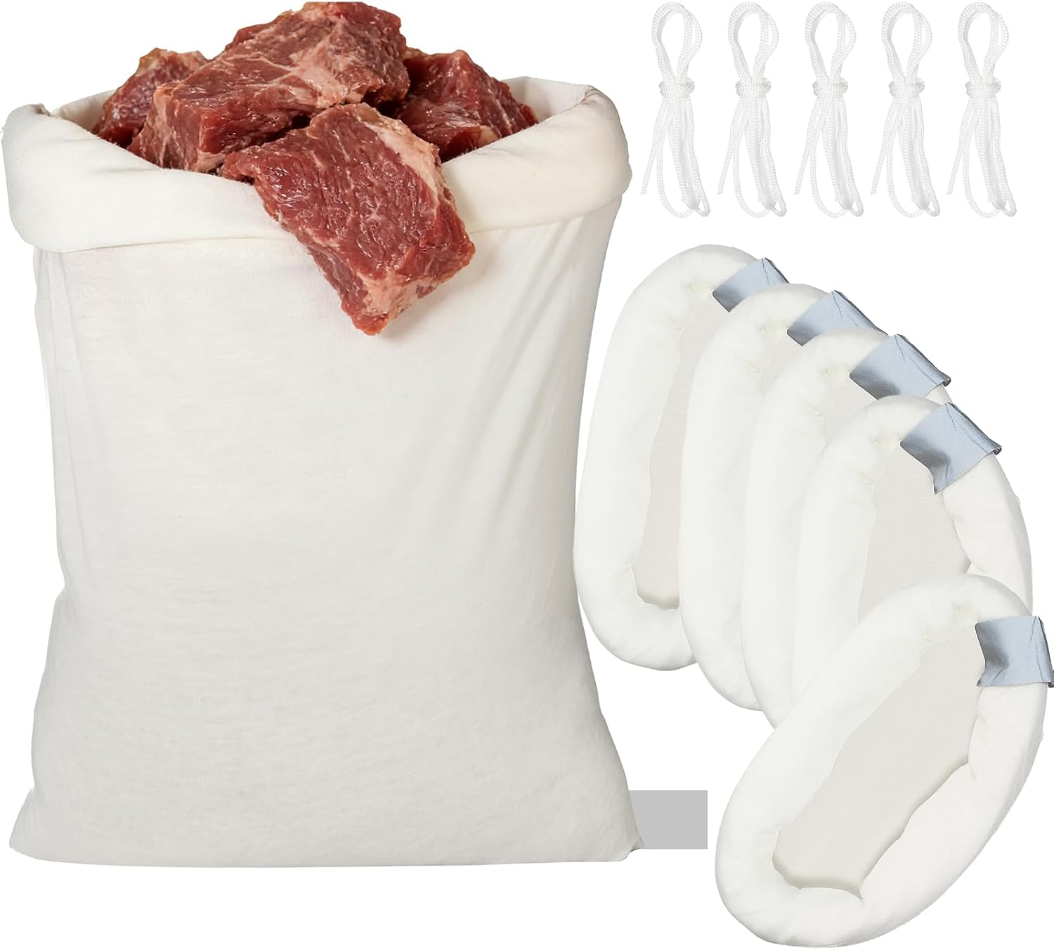 Elk Game Bags Hunting, 5 Pack Heavy Duty Quarter Bag for Meat-4 Pack 12″X48″ and A Pack 12″X28″, Meat Bags Hunting for Elk, Caribou, Deer and Other Prey, Breathable and Reusable