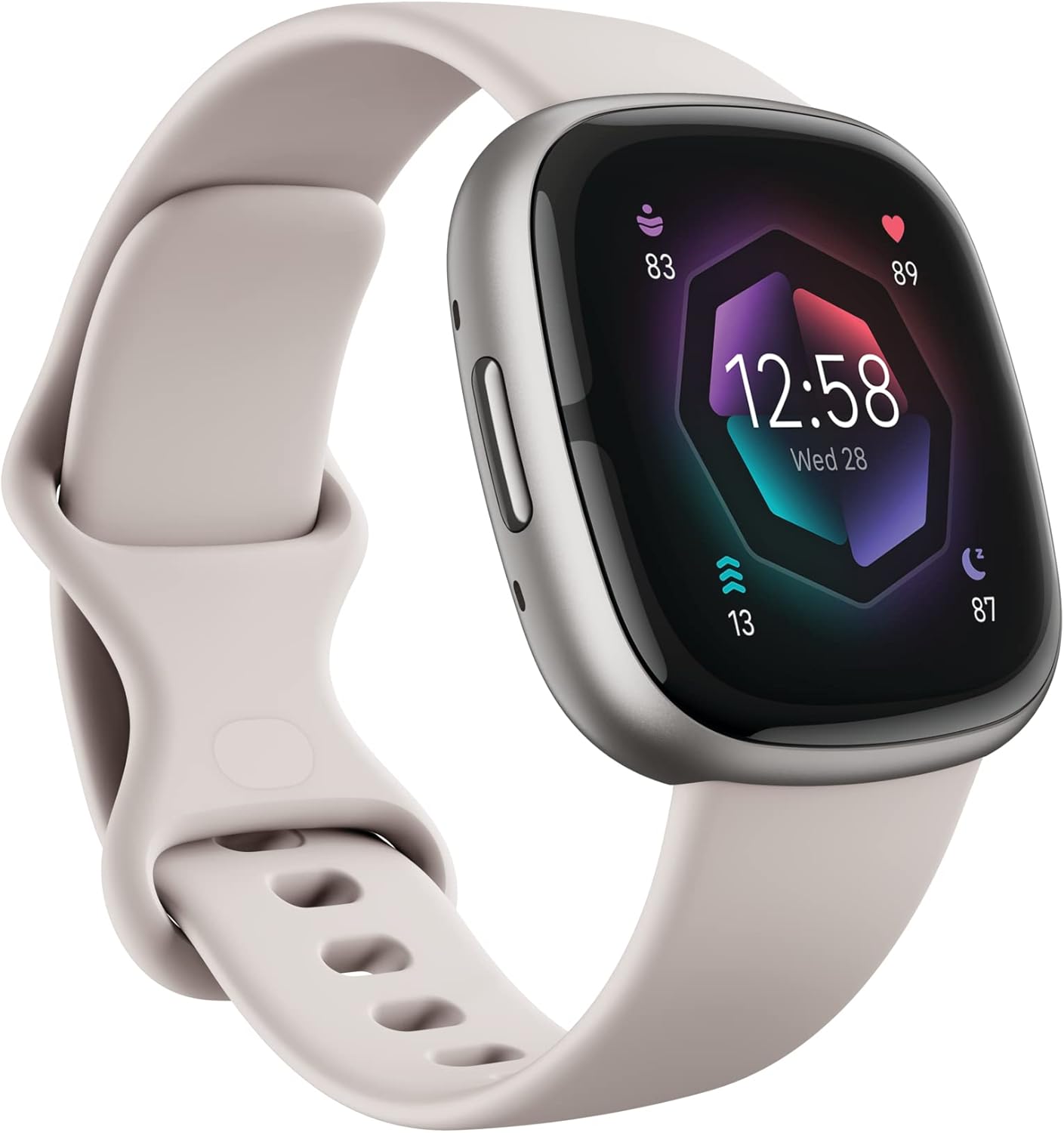 Fitbit Sense 2 Advanced Health and Fitness Smartwatch with Stress and Sleep Tools – 3-Month Google Health Premium Membership Included – ECG App, SpO2, 24/7 Heart Rate, and GPS – Lunar White/Platinum