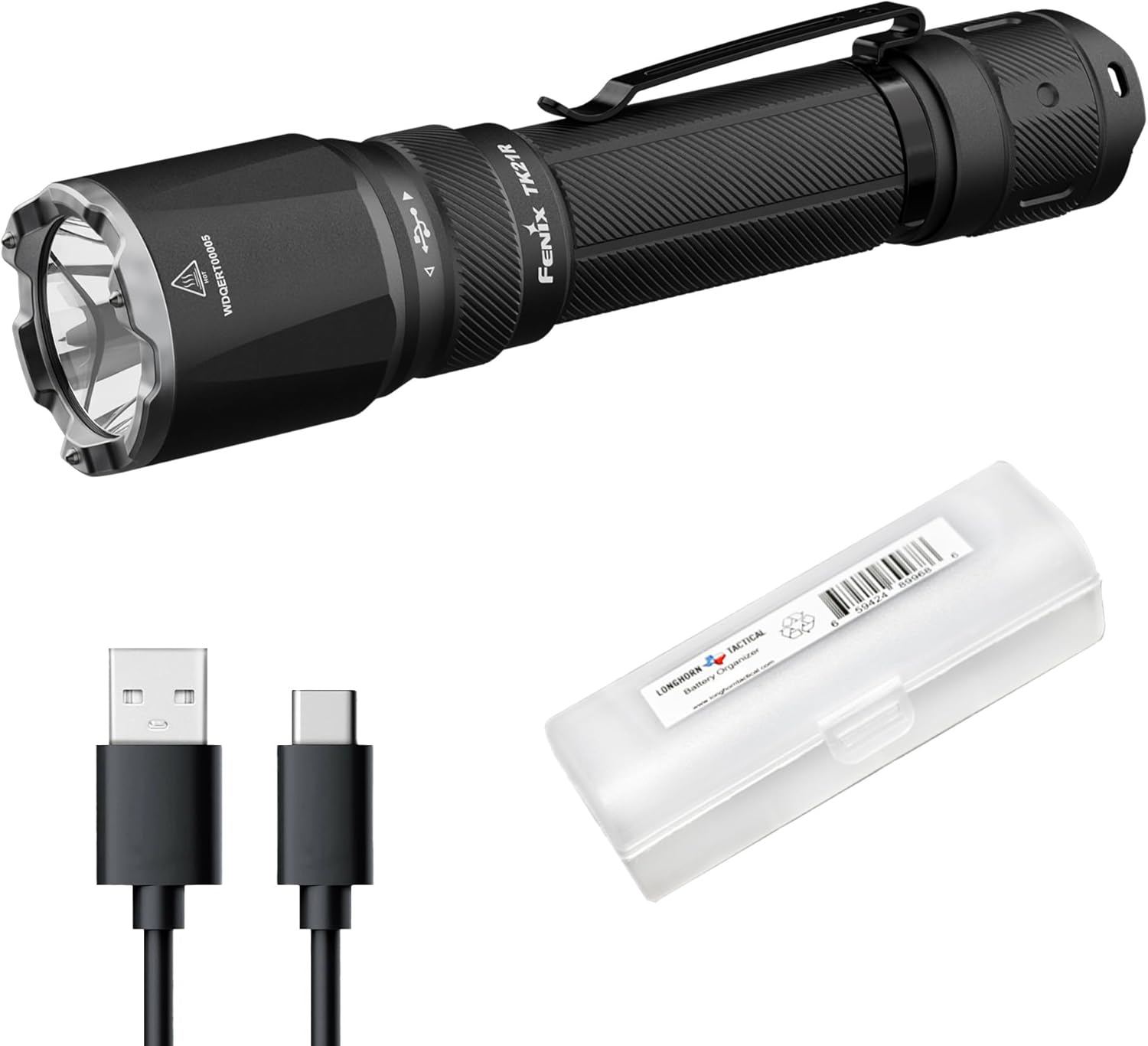Fenix TK21R Tactical Flashlight, 3600 Lumens High Lumen USB-C Rechargeable Fast Charging Compact Waterproof Single Hand Operation with Lumentac Organizer