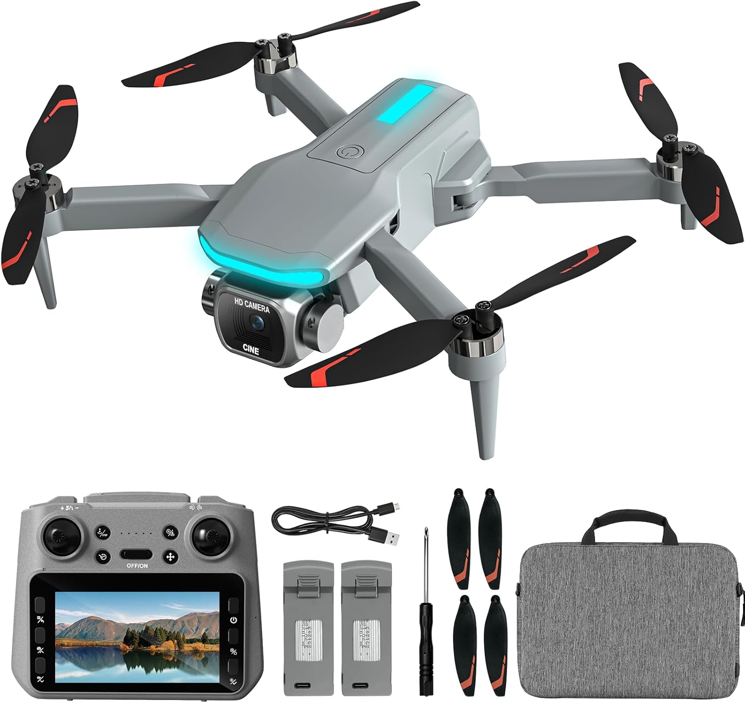 Drone for Kids with Camera, Foldable RC Quadcopter with 4.5″ Remote Screen, Brushless Motor, Optical Flow Hover, Adjustable Camera, 360° Flip, Gesture Photo/Video, One Key Start/Land, Birthday Gift Toy