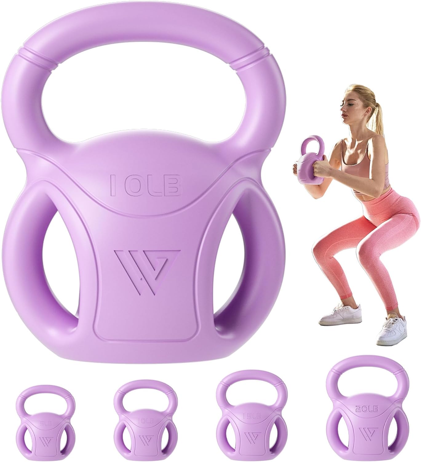 RUNWE 3 Handle Kettlebells Weight – Weight for Women Options 5, 10, 15 and 20 LB for Russian Twists AB Exercise, Weightlifting and Core Fitness Exercise Home Gym [Single in Sold]
