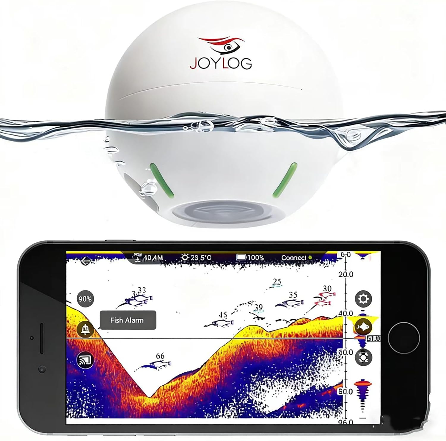 Portable GPS Sonar Fish Finder, Wireless Bluetooth Depth Finder with 3D Depth Maps for Kayak/Ice/Boat/Shore Fishing, Free User-Friendly iOS & Android App, Fishing Accessories for Mother Father Gift