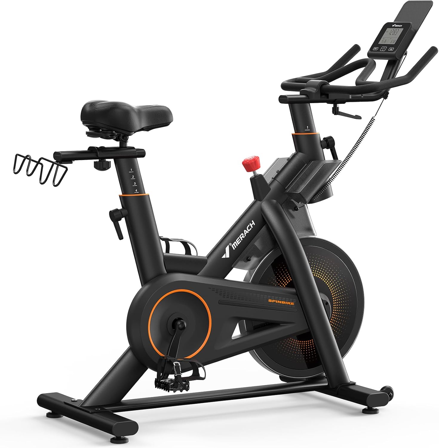 Merach Magnetic Exercise Bike, Heavy Duty Stationary Bike with Automated Resistance, 300 350 Lbs Weight Capacity, Low Noise Indoor Workout Bike for Home Gym with Self-Developed App