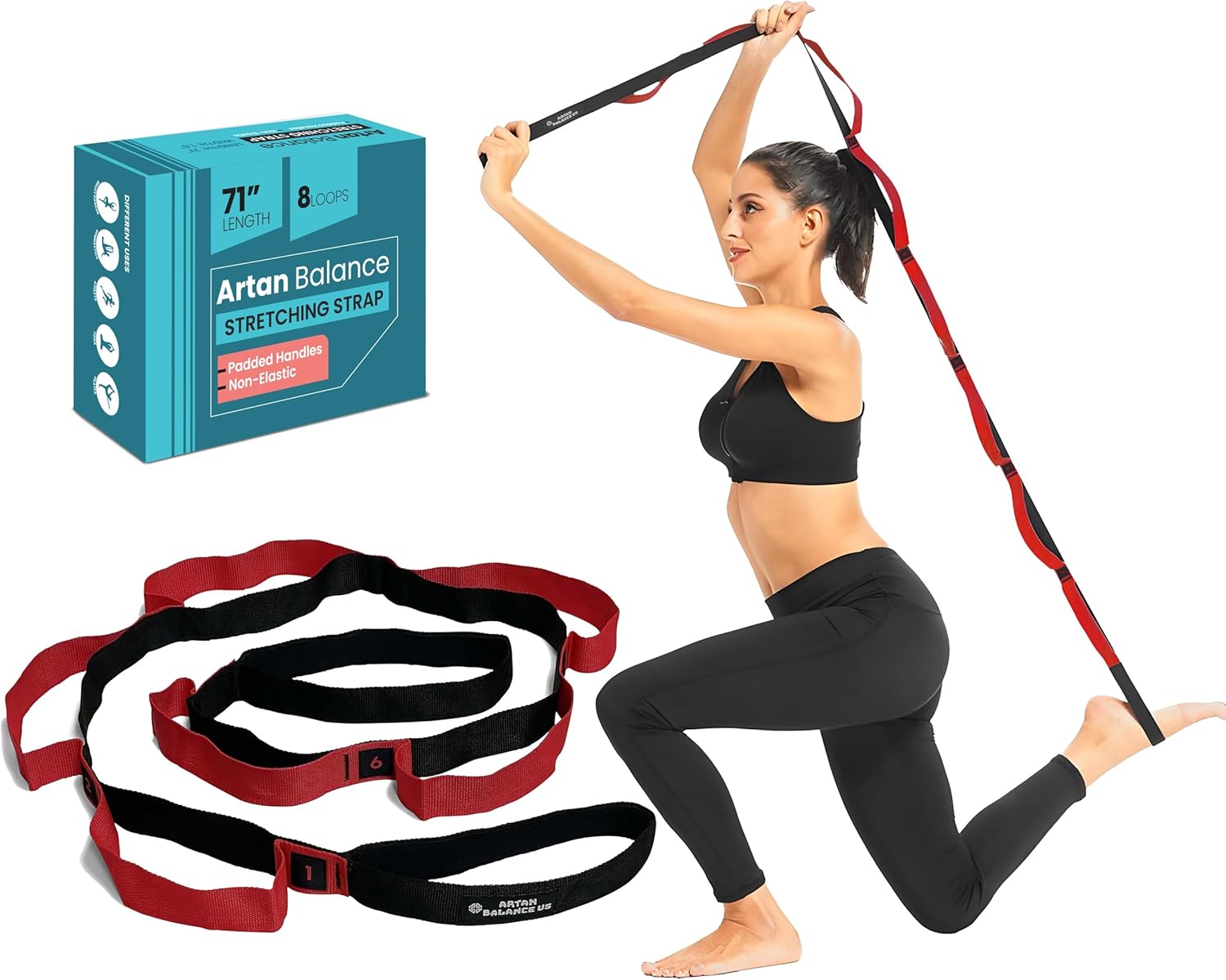 Artan Balance Stretching Straps for Flexibility, Balance, and Leg Stretching – Multiple Styles for Yoga, Ballet, Dance, Gymnastics & Physical Therapy